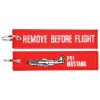 Brelok / Zawieszka do kluczy - REMOVE BEFORE FLIGHT - P51 MUSTANG - Czerwony