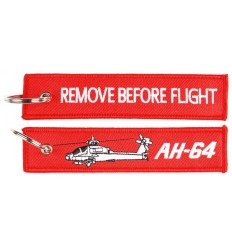 Brelok / Zawieszka do kluczy - REMOVE BEFORE FLIGHT - AH-64 - Czerwony