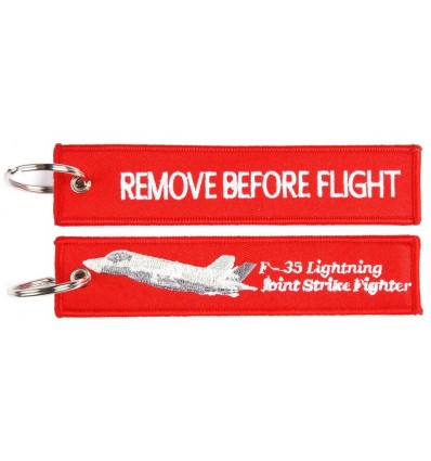 Brelok / Zawieszka do kluczy - REMOVE BEFORE FLIGHT - F-35 - Czerwony - style 1