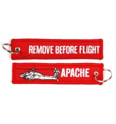 Brelok / Zawieszka do kluczy - REMOVE BEFORE FLIGHT - APACHE - Czerwony