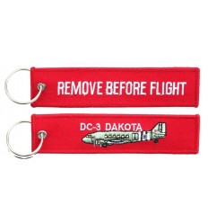 Brelok / Zawieszka do kluczy - REMOVE BEFORE FLIGHT - DC-3 DAKOTA - Czerwony