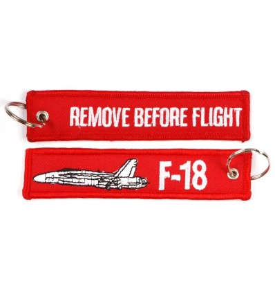 Brelok / Zawieszka do kluczy - REMOVE BEFORE FLIGHT - F-18 - Czerwony