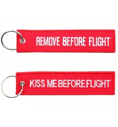 Brelok / Zawieszka do kluczy - REMOVE BEFORE FLIGHT - KISS ME BEFORE FLIGHT - Czerwony