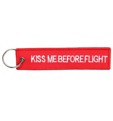 Brelok / Zawieszka do kluczy - KISS ME BEFORE FLIGHT - Czerwony
