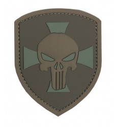 101 Inc. - Naszywka Shield Punisher Cross - 3D PVC - Brązowy