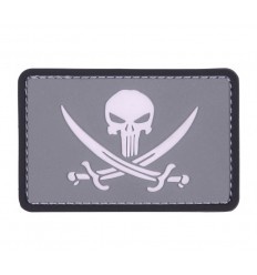 101 Inc. - Naszywka Punisher Pirate Navy Seals - 3D PVC - Szary