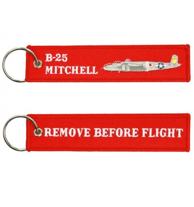 Brelok / Zawieszka do kluczy - REMOVE BEFORE FLIGHT - B25 MITCHELL - Czerwony