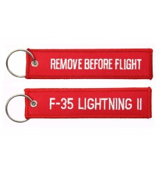 Brelok / Zawieszka do kluczy - REMOVE BEFORE FLIGHT - F-35 Lightning II - Czerwony