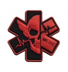 Mtac - Naszywka MEDIC Skull - Czerwony/Czarny