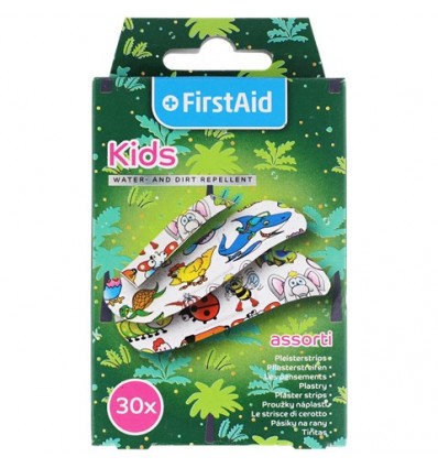 FirstAid - Plastry z opatrunkiem dla dzieci - wodoodporne - 30 sztuk - różne rozmiary