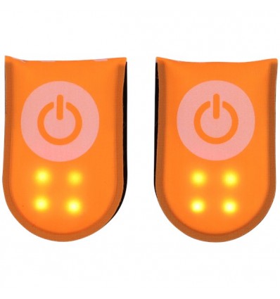 Mascot - Dwa klipsy magnetyczne odblaskowe LED / Światło / Znacznik pozycji - Pomarańczowy