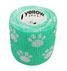 yellowBAND - Bandaż kohezyjny 5cm x 4,5metra - Samoprzylepny - Zielony łapki