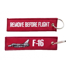 Brelok / Zawieszka do kluczy - REMOVE BEFORE FLIGHT - F-16 - Ciemny Czerwony