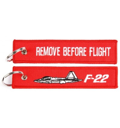 Brelok / Zawieszka do kluczy - REMOVE BEFORE FLIGHT - F-22 - Czerwony