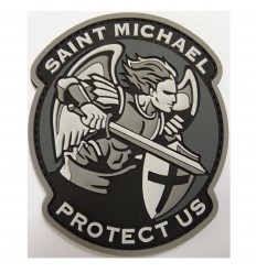 Naszywka SAINT MICHAEL PROTECT US - 3D PVC - Rzep - Szary