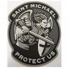 Naszywka SAINT MICHAEL PROTECT US - 3D PVC - Rzep - Szary