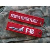 Brelok / Zawieszka do kluczy - REMOVE BEFORE FLIGHT - F-16 - Czerwony